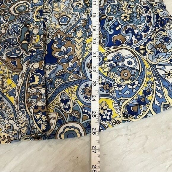 Talbots Non-Iron Womens 14Floral Paisley Abstract Button Down Shirt Short Sleeve - Picture 3 of 6